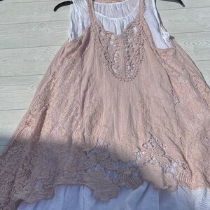 Elegant Pink Lace woman’s shirt two pieces